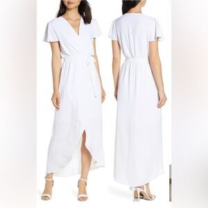 Fraiche By J Belted White Faux Wrap Belted Dress Women’s Size S